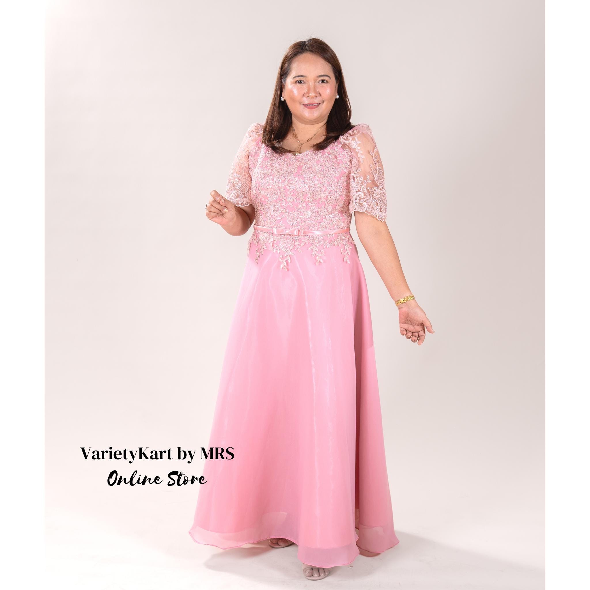 Chiffon Long Gown for Mother / Sponsor Formal Dress Corded Lace With ...