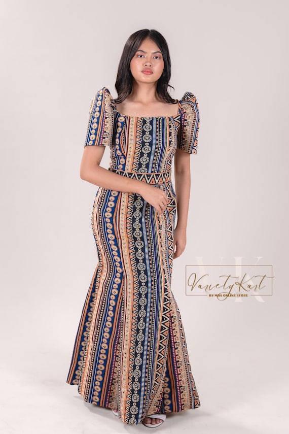 white christmas dresses Handwoven Ilocos Inabel Filipiniana Dress - Jasmine main image 1