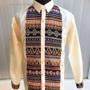 Traditional Organza Classic Barong Tagalog Ethnic Sports Collar