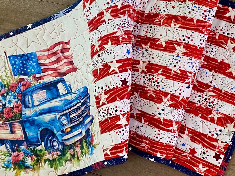 Patriotic Table Runners, Memorial Day Decor, July 4th Table Runners, Americana Table Runners, Table Toppers, Table Décor image 2
