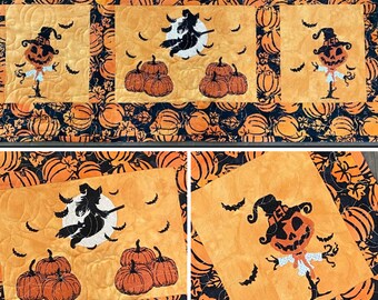 Halloween Table Runners, Witches, Pumpkins and Bats Table Runners