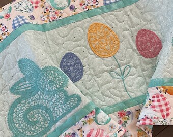 Lace Bunnies and Eggs Easter Table Runner