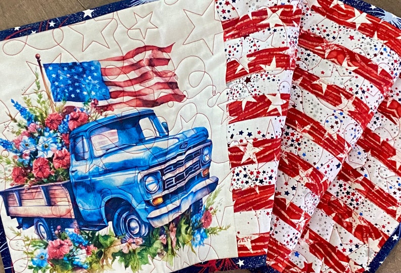 Patriotic Table Runners, Memorial Day Decor, July 4th Table Runners, Americana Table Runners, Table Toppers, Table Décor image 4