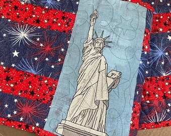 Patriotic Table Runners, Lady Liberty Table Quilt,  Americana Table Runners