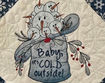 Baby It’s Cold Outside Quilted Table Runenners, Winter Table Quilts, Snowman Table Decor, Christmas Table Decor