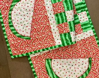 Watermelon Table Runner, Quilted Summer Table Runners, Table Quilts, Table Decor, Table Toppers, Farmhouse Table Runners