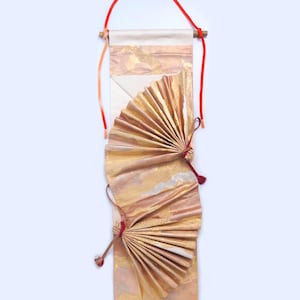 Arazzo Obi Cintura obi vintage, Decorazione per la stanza, Motivo Michinaga [Motivo carta washi strappata] Seta pura, Arazzo da parete Obi