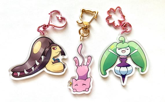 Acrylic Pokemon Keychains | Mawile | Mew | Clodsire | Alcremie | Litwick | Steenee | Cute | 2.5in / ~6.35cm