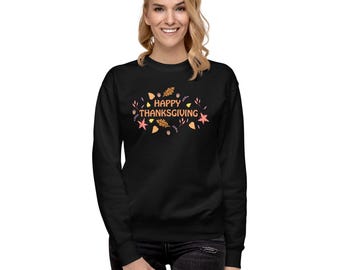 Happy Thanksgiving Sweatshirt, Autumn Leaves Sweater.