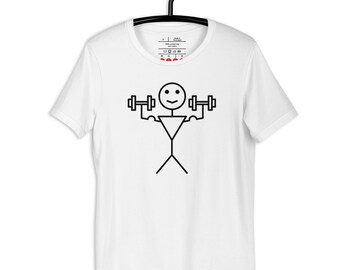 T-shirt med streckfigur i tyngdlyftning, 100 % bomull
