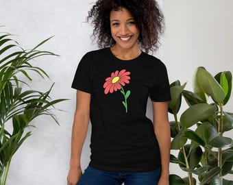 Pink Daisy T-Shirt, Soft Cotton Blend
