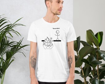 Bruh WTH Stick Figure Graphic T-Shirt.