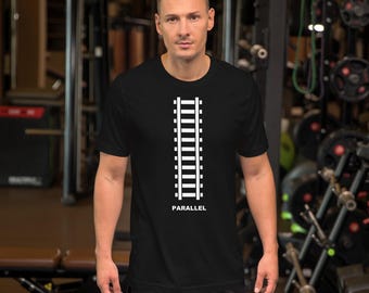 Parallel Railroad T-Shirt, 100% Cotton Graphic Tee.