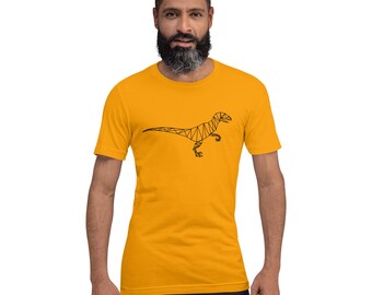 Geometric Velociraptor T-Shirt, Modern Dinosaur Tee.