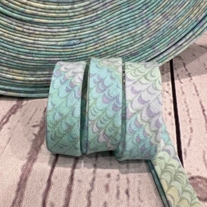 Bias Tape - 1/2 inch - Double Fold - Blue Scallop Print - Homemade - 100% Cotton - 2.35 per yard