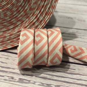 Bias Tape - 1/2 inch - Double Fold - Pink and White Print - Homemade - 100% Cotton - 2.15 per yard