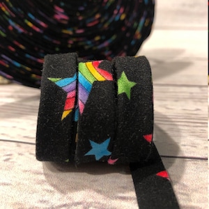 Bias Tape - 1/2 inch - Double Fold - Rainbow Stars Print - Homemade - 100% Cotton - 2.35 per yard