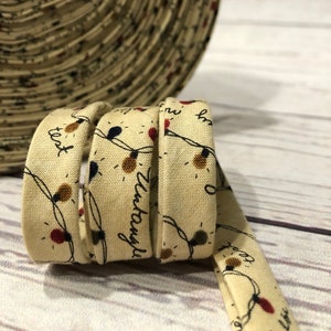 Bias Tape - 1/2 inch - Double Fold -Christmas Holiday Lights Print - Homemade - 100% Cotton - 2.35 per yard