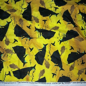The Wizard of Oz cotton Fabric, Wicked Witch of the West, so vibrant OOP, Rare, By the Half Yard, Yellow