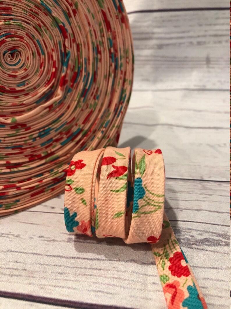 Bias Tape 1/2 Inch Double Fold Pink Floral Print Etsy