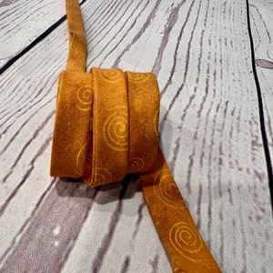 Bias Tape - 1/2 inch - Double Fold -  Copper Swril Print - Homemade - 100% Cotton - 2.35 per yard