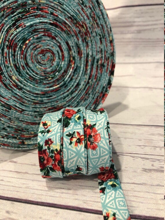 Bias Tape 1/2 Inch Double Fold Blue and White Floral Etsy