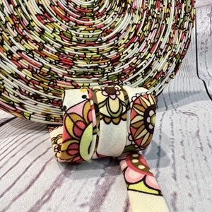 Bias Tape - 1/2 inch - Double Fold - Abstract Flower Print - Homemade - 100% Cotton - 2.35 per yard