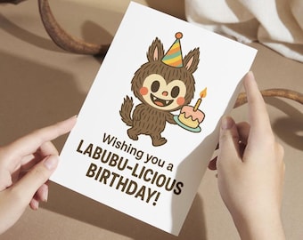 Labubu birthday card - Download and Print