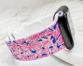 Correa de reloj Lilly Inspired Shell Floral compatible con Apple Watch, Fitbit y Samsung.