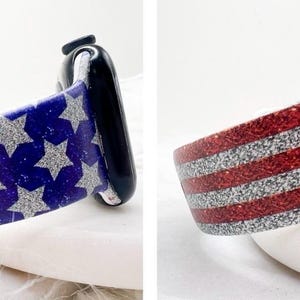 Uhrenarmband mit Bedruckung Glitter American Flagge passend für Apple Watch Fitbit und Samsung Galaxy S5 Bild 1