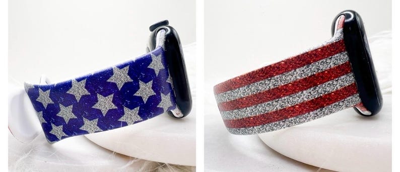 Uhrenarmband mit Bedruckung Glitter American Flagge passend für Apple Watch Fitbit und Samsung Galaxy S5 Bild 1