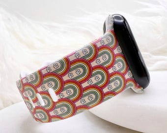 Retro Rainbow Watch Band compatible with Apple Watch Fitbit Samsung