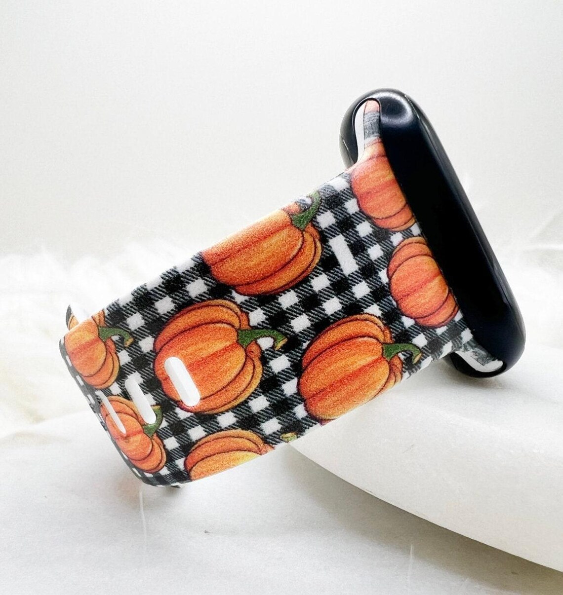 Buffalo Plaid Pumpkins Watch Band Compatible With Apple Watch Fitbit ...