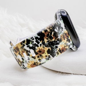 Black & Yellow Cow Print Watch Band compatible with Apple Watch Fitbit Samsung