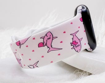 Shark Valentines Day Watch Band compatible with Apple Watch Fitbit Samsung