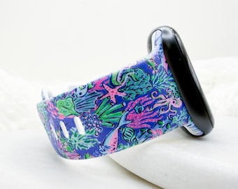 Correa de reloj con diseño de pulpo rosa inspirada en Lilly, compatible con Apple Watch, Fitbit y Samsung.