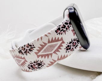 Aztec Boho Leopard Watch Band compatible with Apple Watch Fitbit Samsung Garmin