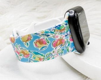 Correa de reloj Lilly Inspired Tropical Oranges compatible con Apple Watch, Fitbit y Samsung.