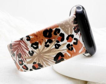 Cinturino per Apple Watch Brown Plant Leopard compatibile con Fitbit, Samsung e Garmin