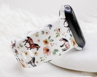 Floral Horse Watch Band compatible with Apple Watch Fitbit Samsung Garmin