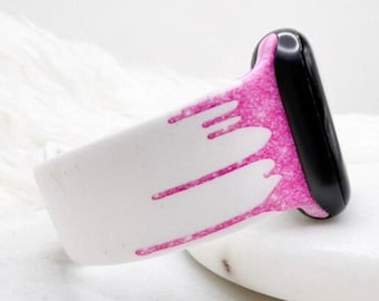 ピンクグリッタードリップウォッチバンド（Apple Watch、Fitbit、Samsung、Garmin対応）