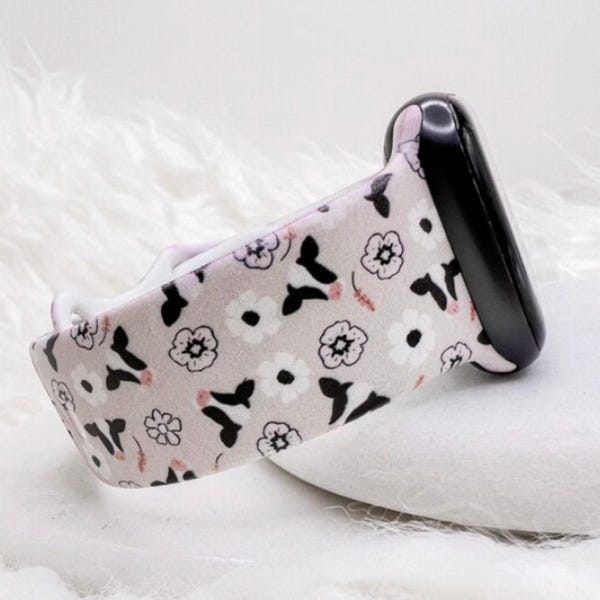 Holstein Floral Cow Watch Band compatible with Apple Watch Fitbit Samsung