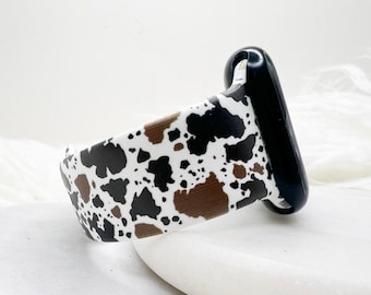 Brown & Black Cow Print Watch Band compatible with Apple Watch Fitbit Samsung