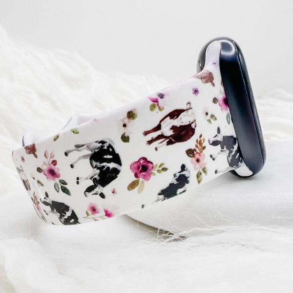Floral Cows Watch Band compatible with Apple Watch Fitbit Samsung