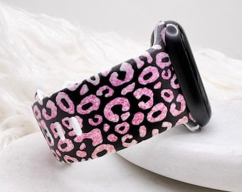 Pink Leopard Watch Band compatible with Apple Watch Fitbit Samsung