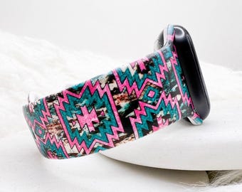 Aztec Boho Serape Watch Band compatible with Apple Watch Fitbit Samsung