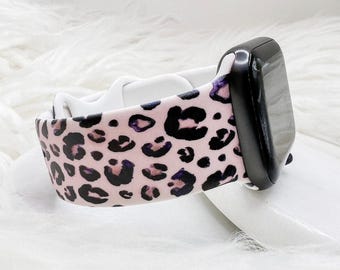 Pink Leopard Watch Band compatible with Apple Watch Fitbit Samsung