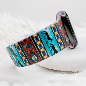 Western Horse Serape Watch Band compatible with Apple Watch Fitbit Samsung