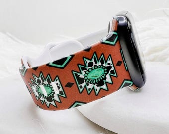 Brown Aztec Watch Band compatible with Apple Watch Fitbit Samsung Garmin