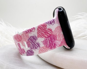 Scribble Hearts Watch Band compatible with Apple Watch Fitbit Samsung